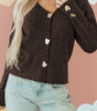 Chicory Coffee Heart Metal Button V Neck Cardigan Sweater Dear-Lover Dropshipping