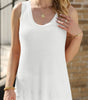 White Scoop Neck Waffle Knit Flowy Vest Markonline