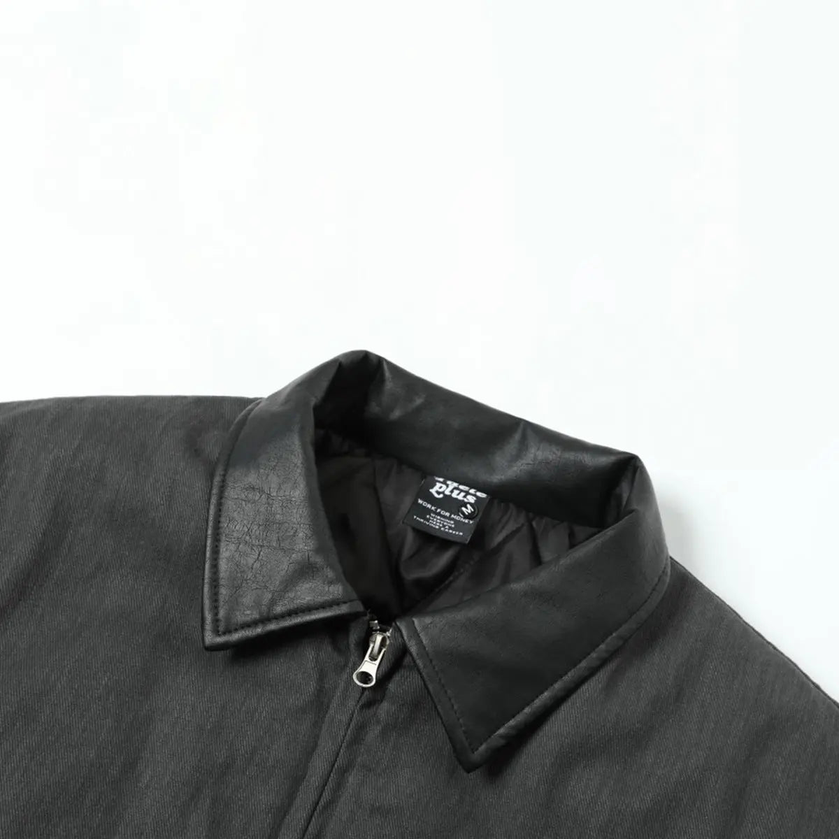 Leather collar with cotton jacket for men
