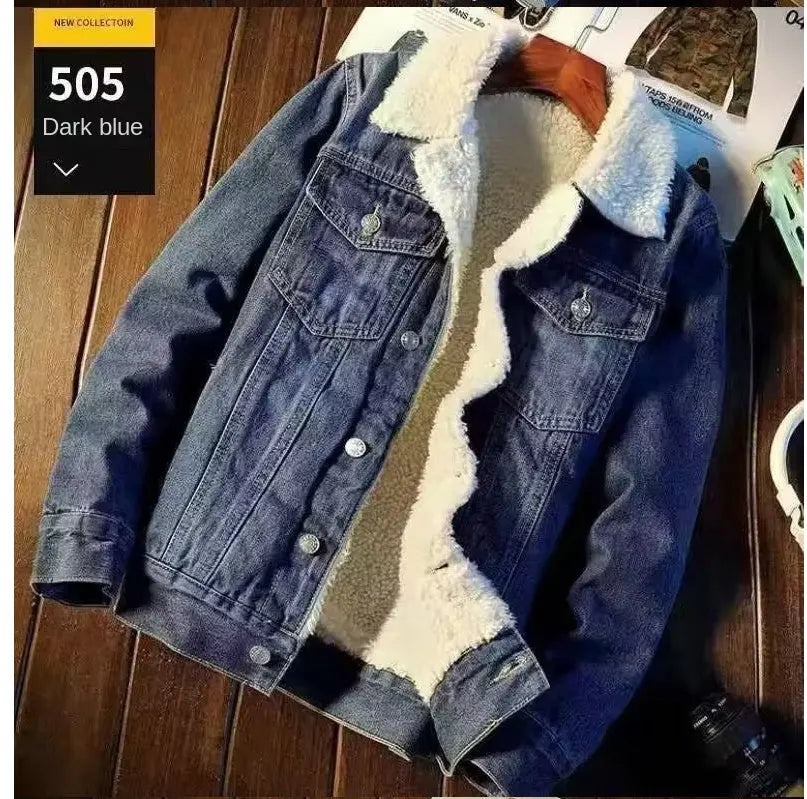 Autumn Winter Men's Fashion Lamb Fleece Denim Jackets Trend Casual Comfort Thickened Warm High Quality Jeans Coats for Men Markonline