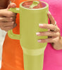 Pear Green Frosted Stainless Handle Large Vacuum Cup with Straw 40oz Dear-Lover Dropshipping