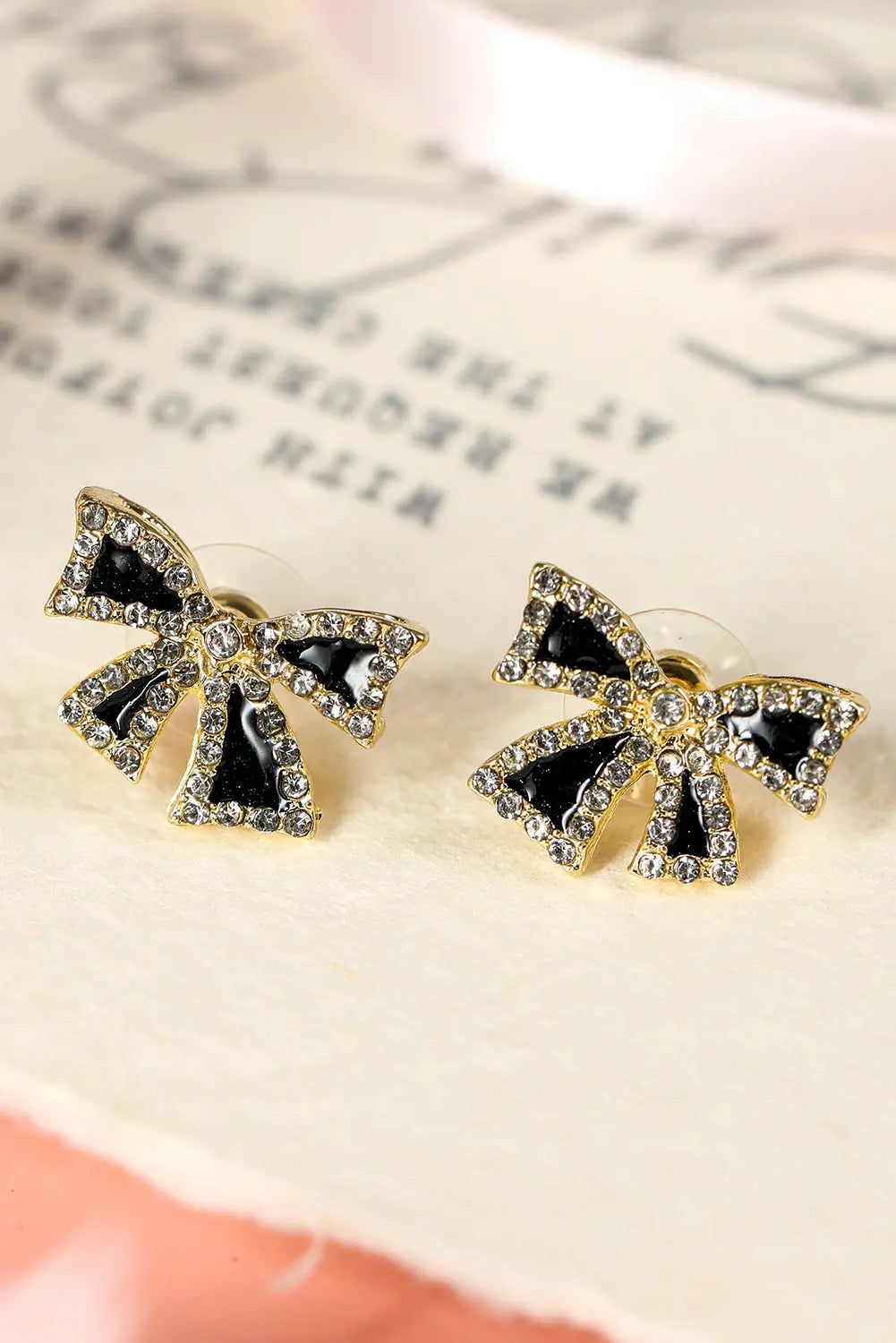 Black Rhinestone Bow Knot Stud Earrings Dear-Lover Dropshipping