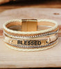Beige BLESSED Rhinestone Braided Detail Buckle Bracelet Dear-Lover Dropshipping