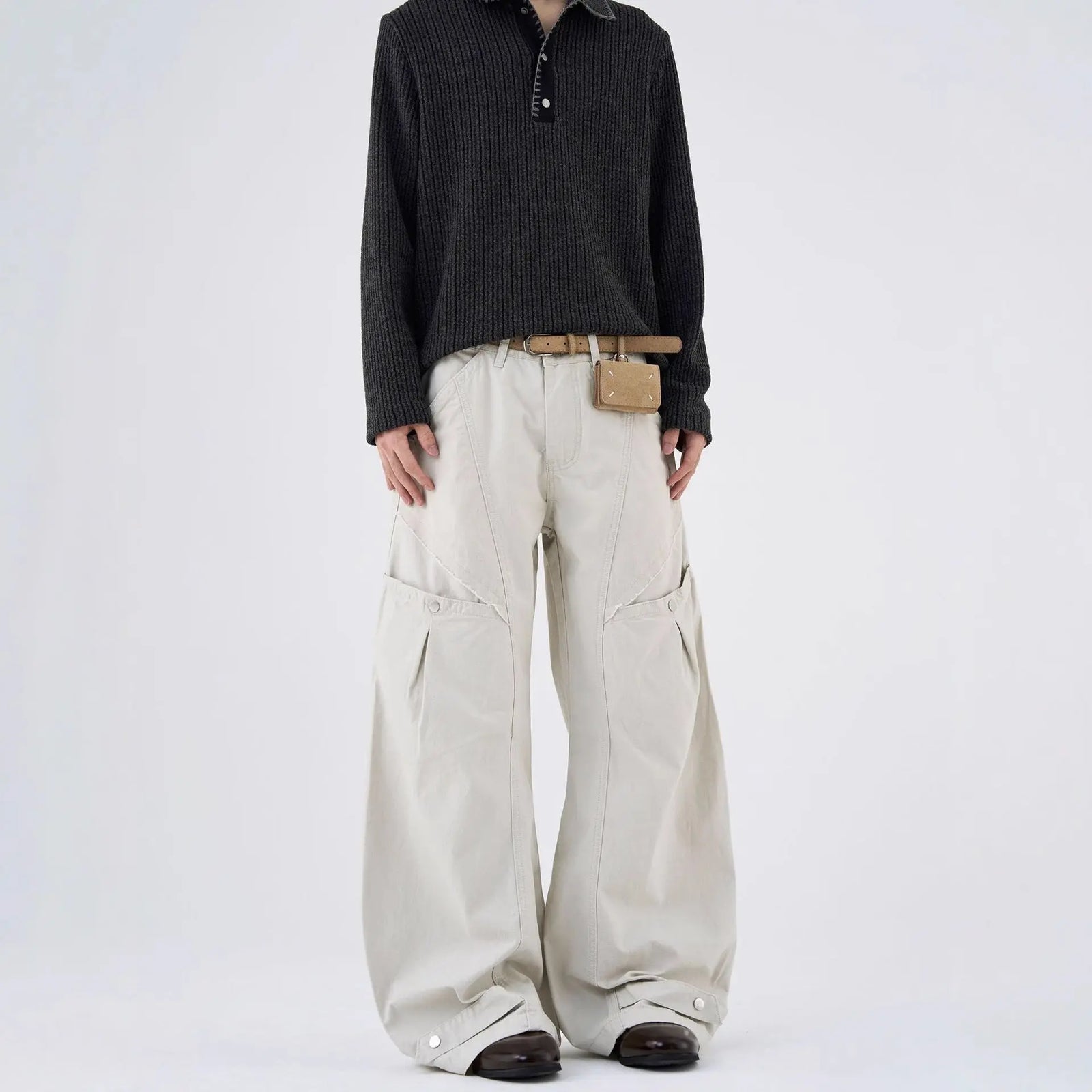 Deconstructed Style Workwear Knife-Edge Denim Pants for Men and Women, Fashionable Vintage Loose Straight-Leg Casual Trousers