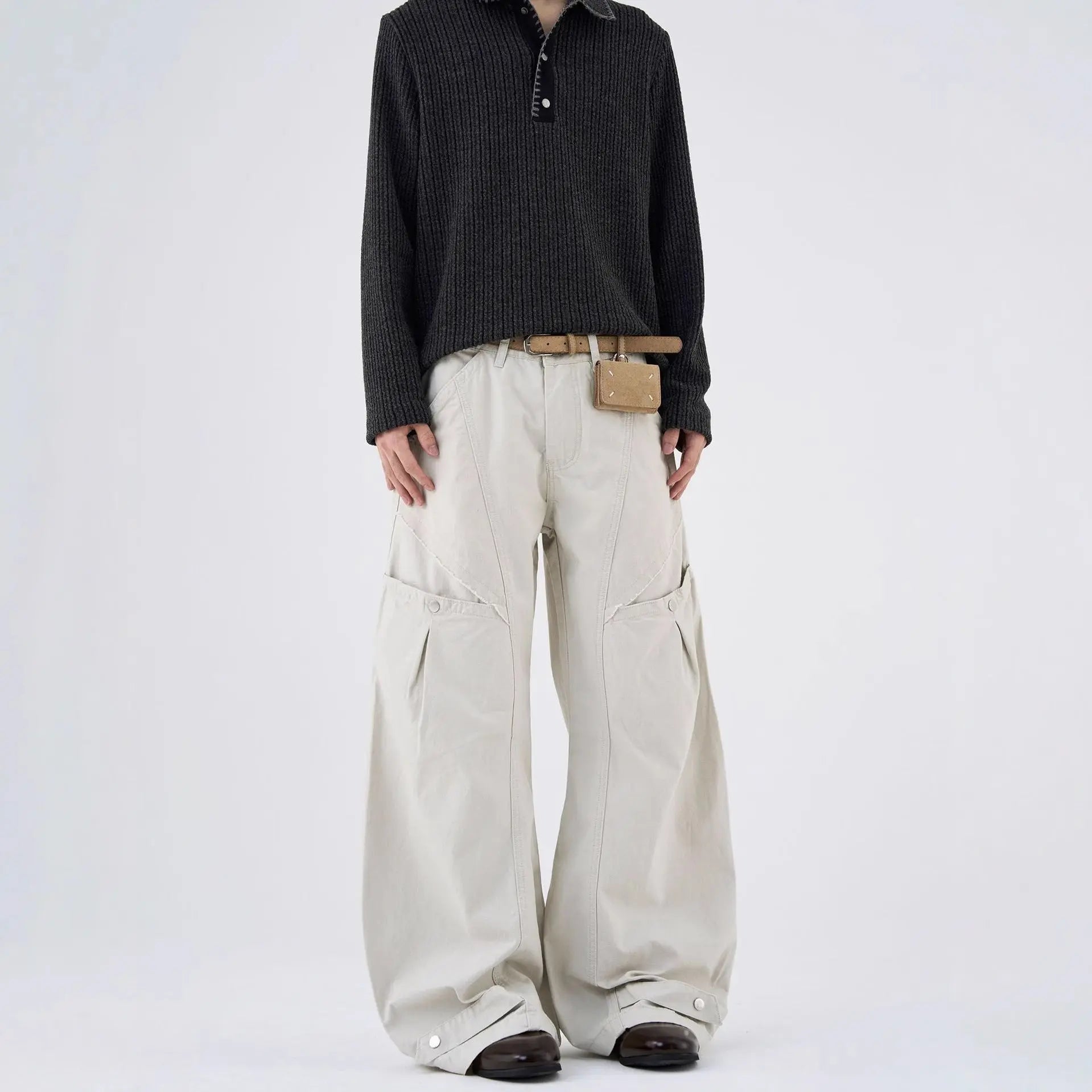 Deconstructed Style Workwear Knife-Edge Denim Pants for Men and Women, Fashionable Vintage Loose Straight-Leg Casual Trousers Markonline