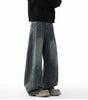 High Street Wide Leg Jeans Men Autumn Winter  Loose Straight Fit Drapey Floor-Length Pants Men Washed Vintage Markonline