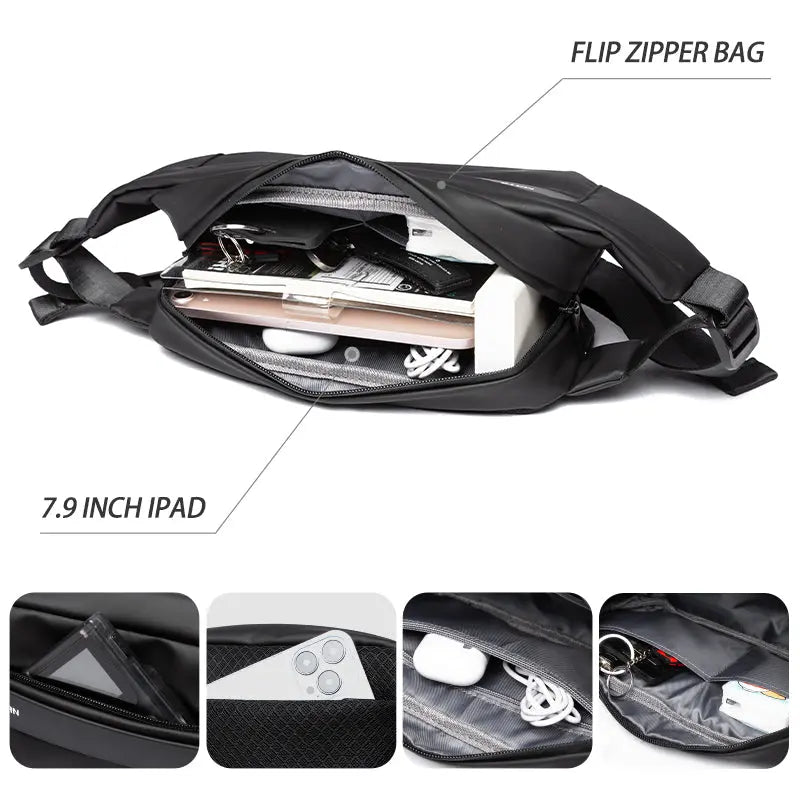 Chest bag men's small shoulder bag multifunctional trendy crossbody bag commuter mailman shoulder bag waist bag backpack Markonline