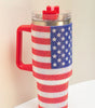 Red Rhinestone American Flag Print Handled 40oz Thermos Tumbler Dear-Lover Dropshipping