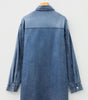 Blue Beau Chest Pocket Raw Hem Denim Loose Shirt Dress Markonline