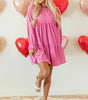 Strawberry Pink Flounce Sleeve Tiered Ruffled Velvet Mini Dress Markonline