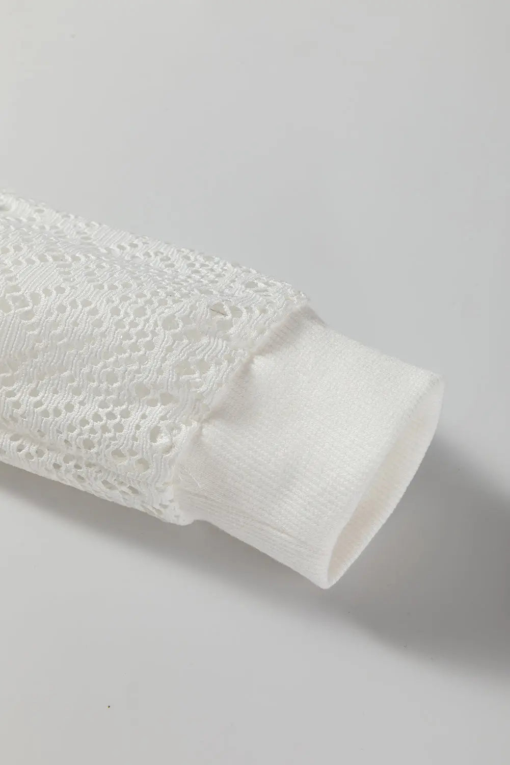 Black Stripe Textured Knit Contrast Hollowed Lace Patchwork Long Sleeve Top Dear-Lover Dropshipping