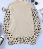 Khaki Leopard High Neck Side Slit Oversized Sweater Dear-Lover Dropshipping