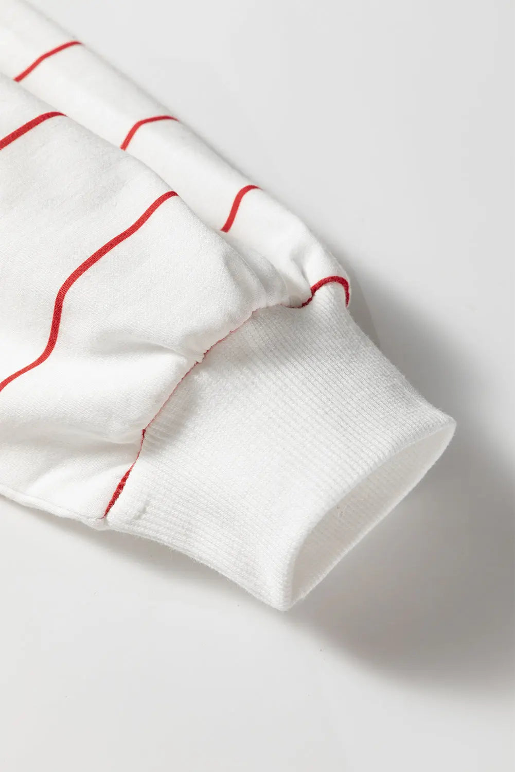 Fiery Red Zip V Neck Casual Stripe Print Drop Shoulder Long Sleeve Top Markonline