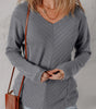 Sleet V Neck Chevron Texture Patchwork Long Sleeve Knit Top Dear-Lover Dropshipping