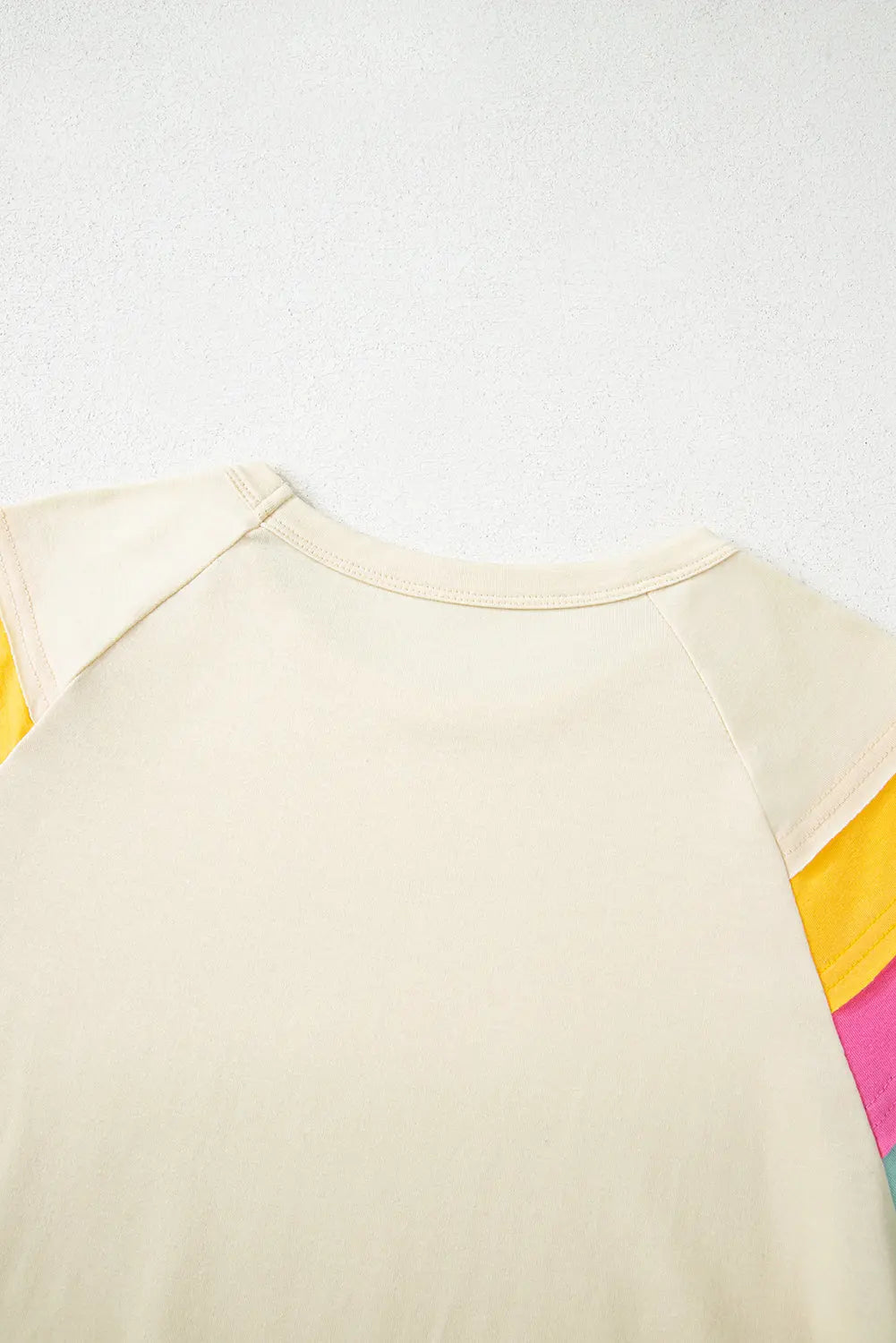 White Color Block Stitched Sleeve Loose T Shirt Markonline