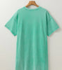 Mint Green Mineral Wash Flower Patchwork Mini T Shirt Dress Markonline