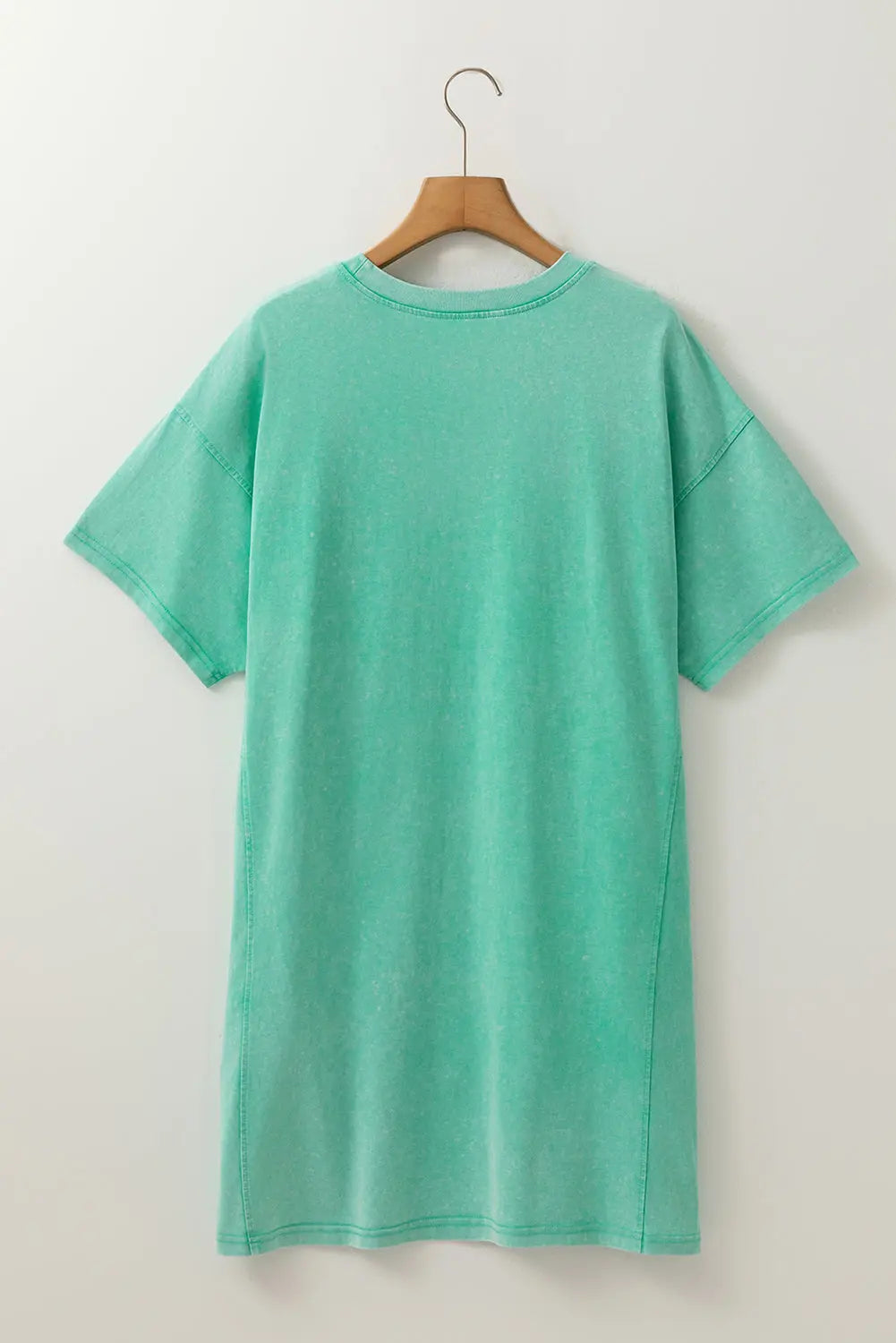 Mint Green Mineral Wash Flower Patchwork Mini T Shirt Dress Markonline