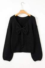 Black Bow Backless Bubble Sleeve Sweater Dear-Lover Dropshipping
