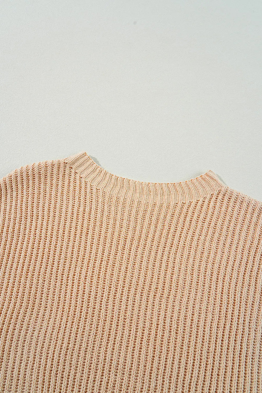 Apricot Cable Knit Drop Shoulder Side Slits Loose Sweater Dear-Lover Dropshipping