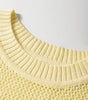Yellow Solid Color Hollowed Knit Round Neck Sweater Vest Dear-Lover Dropshipping