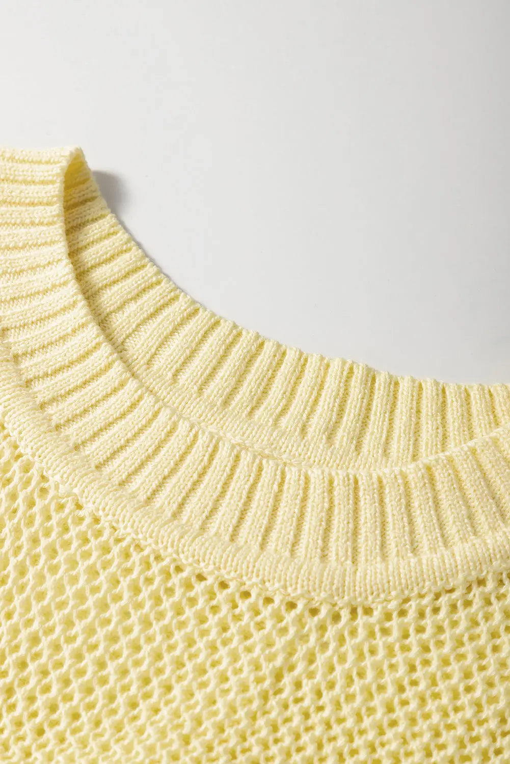 Yellow Solid Color Hollowed Knit Round Neck Sweater Vest Dear-Lover Dropshipping