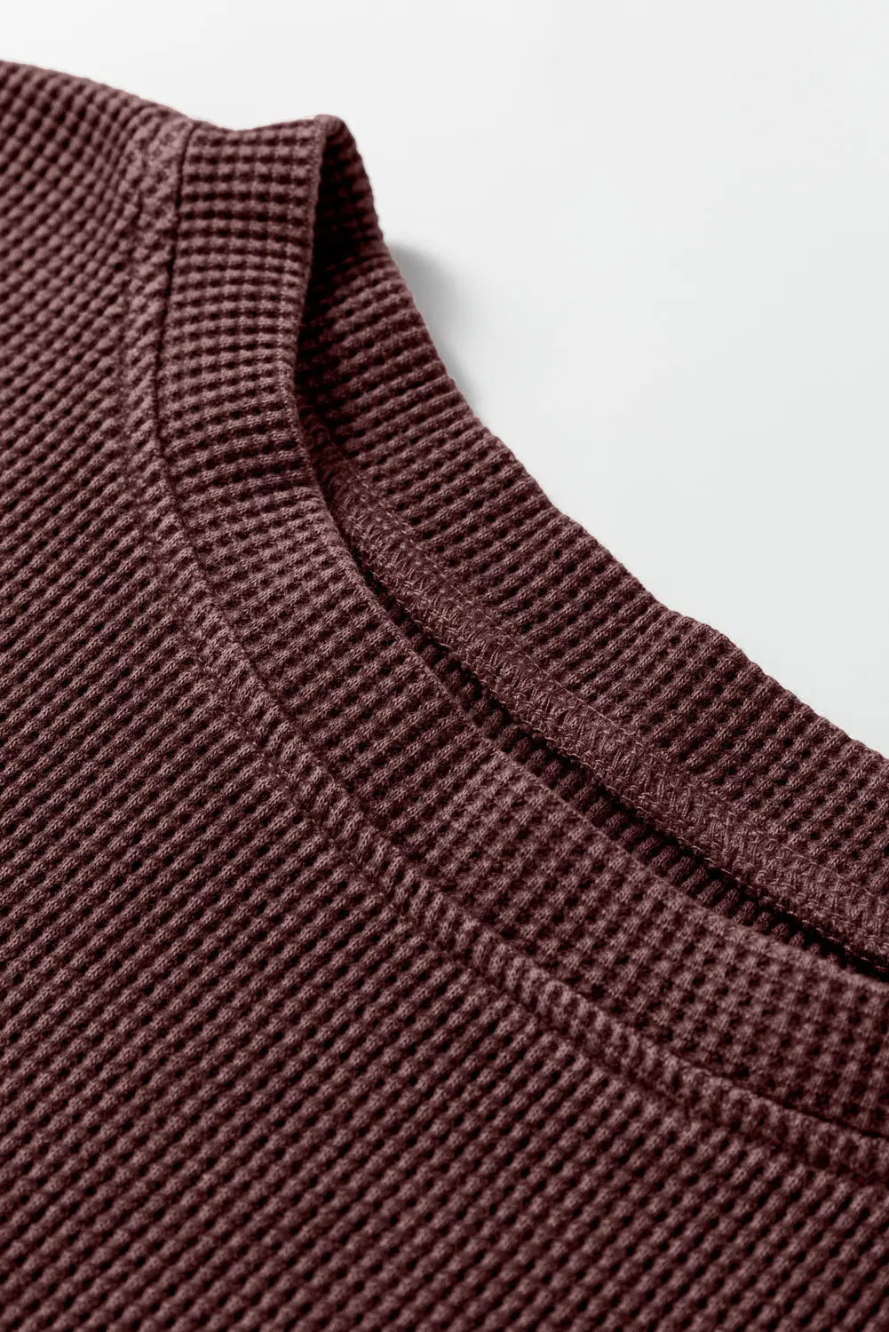 Dark Brown Waffle Knit Patchwork Long Sleeve Loose Top Dear-Lover Dropshipping