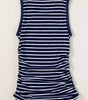 Blue Stripe Contrast Round Neck Sleeveless Slim Top Markonline