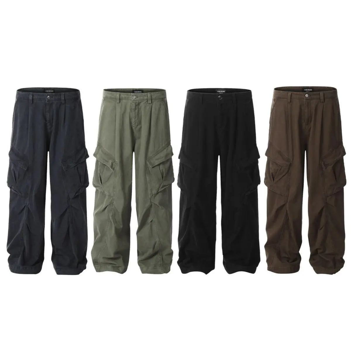Pants with Multiple Pockets Design Wide Leg Casual Trousers for Men and Women