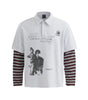 Collar sports fake two striped polo shirt sweatshirt Markonline