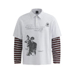 Collar sports fake two striped polo shirt sweatshirt Markonline