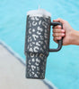 Gray Leopard Print 40OZ Stainless Steel Portable Cup with Handle Dear-Lover Dropshipping