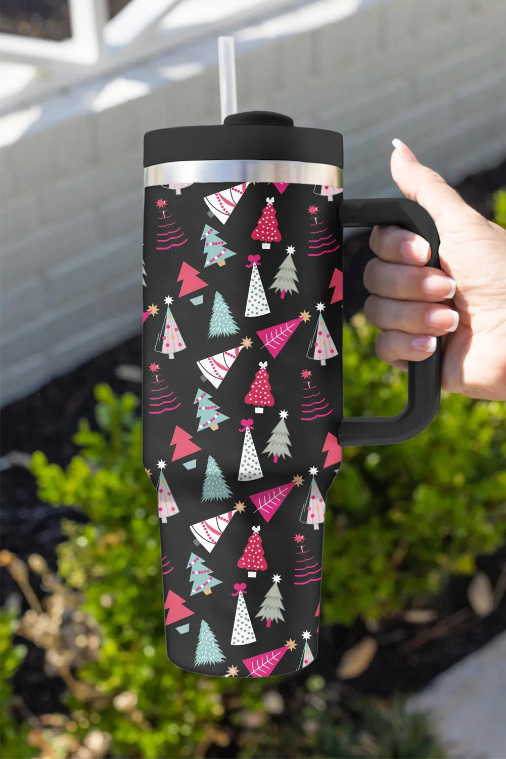 Black Cartoon Christmas Tree Printed Thermos Cup 40oz Dear-Lover Dropshipping