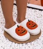 White Halloween Pumpkin Print Plush Slippers (Runs Small, Size Up) Dear-Lover Dropshipping