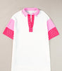 White Stripe Colorblock Patchwork Short Sleeve T Shirt Dress Markonline