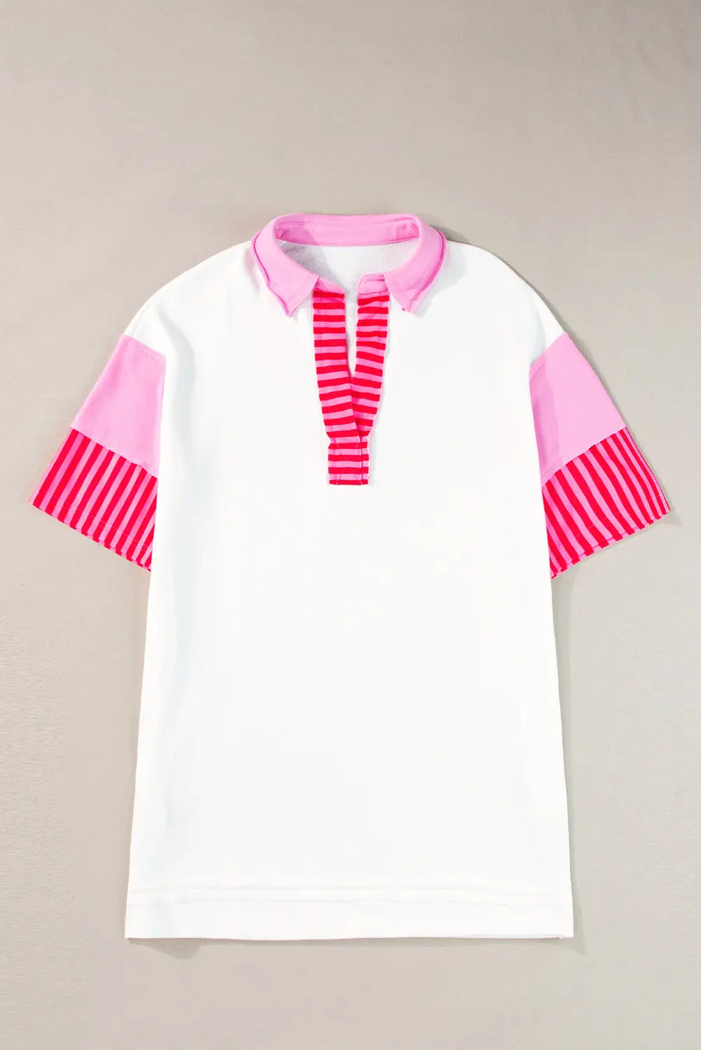 White Stripe Colorblock Patchwork Short Sleeve T Shirt Dress Markonline