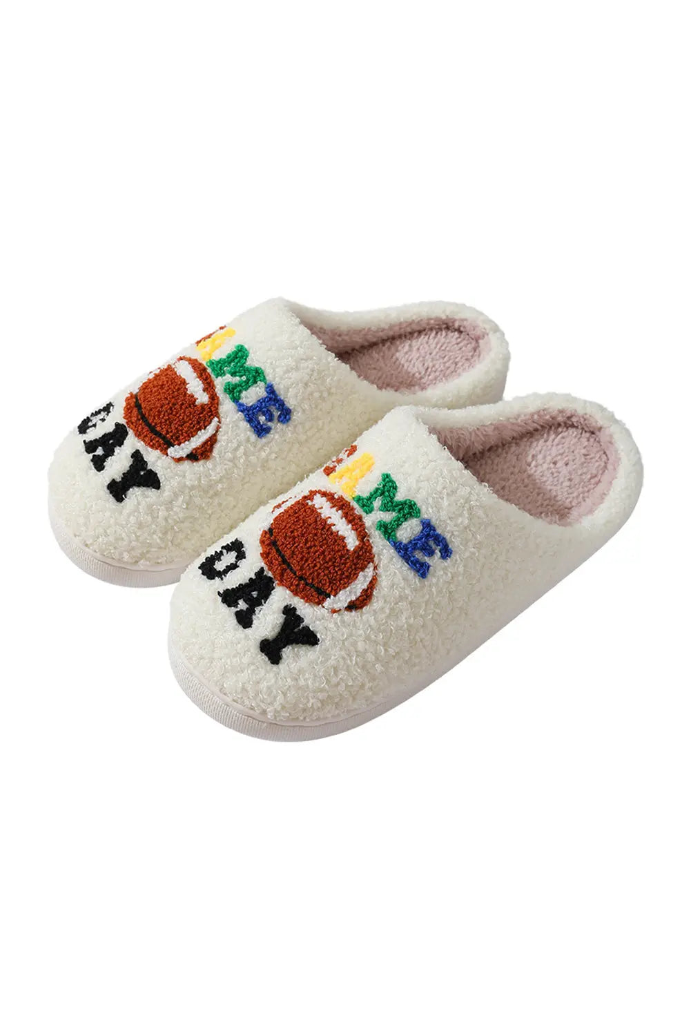 White GAME DAY Rugby Football Plush Slippers Markonline
