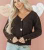 Chicory Coffee Heart Metal Button V Neck Cardigan Sweater Dear-Lover Dropshipping