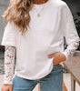 White Lace Long Sleeve Insert Drop Shoulder Tee Markonline