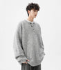 Heavyweight Henley Neck Sweater for Men, Autumn Winter New Thick Wool Knitwear, Loose Warm Pullover Knit Sweater Markonline
