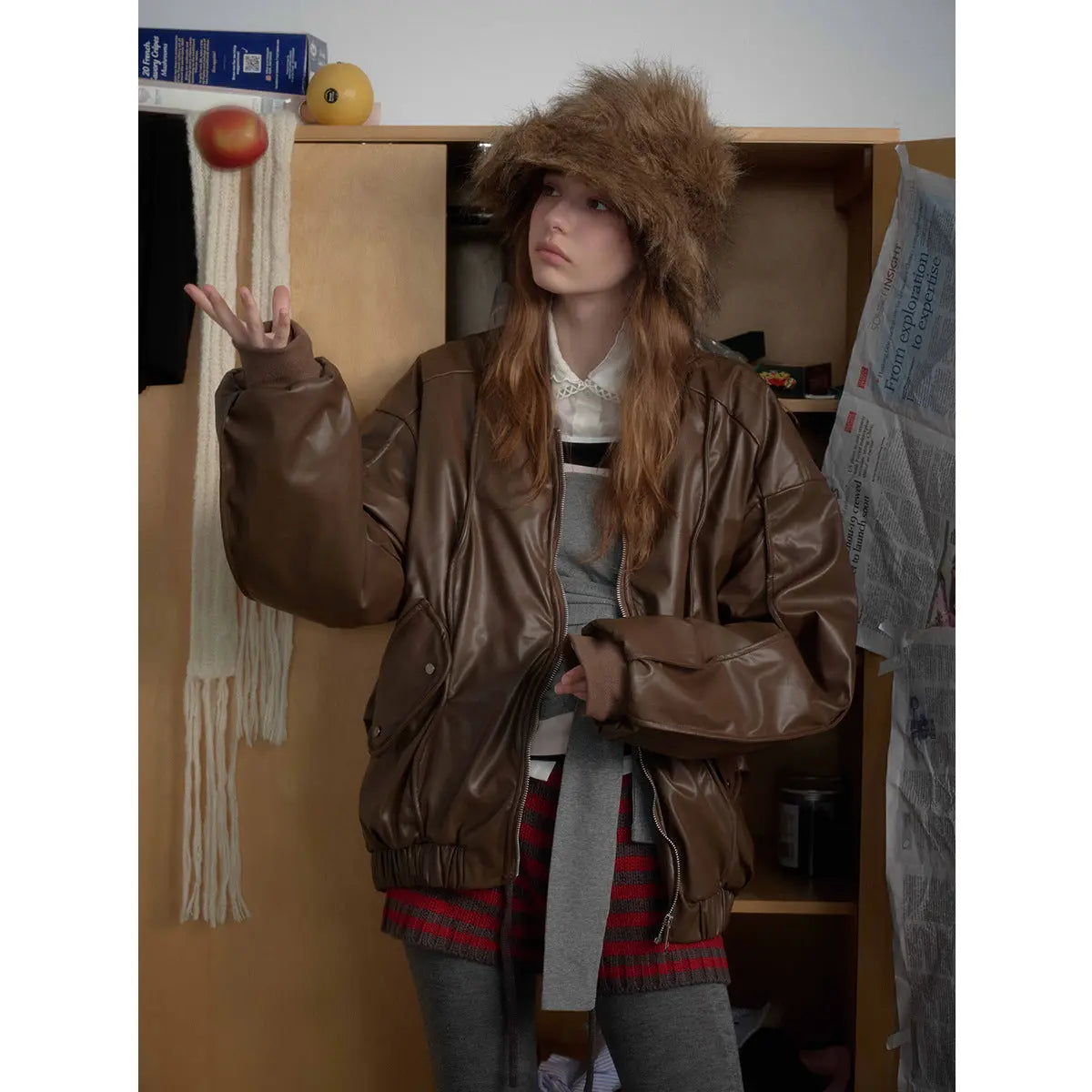 Leather jacket motorcycle cotton coat jacket eprolo