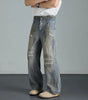 Vintage niche ripped straight leg washed denim jeans for men and women Markonline