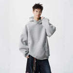 Heavyweight Half-High Neck Button-Up Hooded Sweatshirt Men's Autumn Winter Fashion Brand Loose Versatile Fleece-Lined Thick Hoodie Jacket Markonline