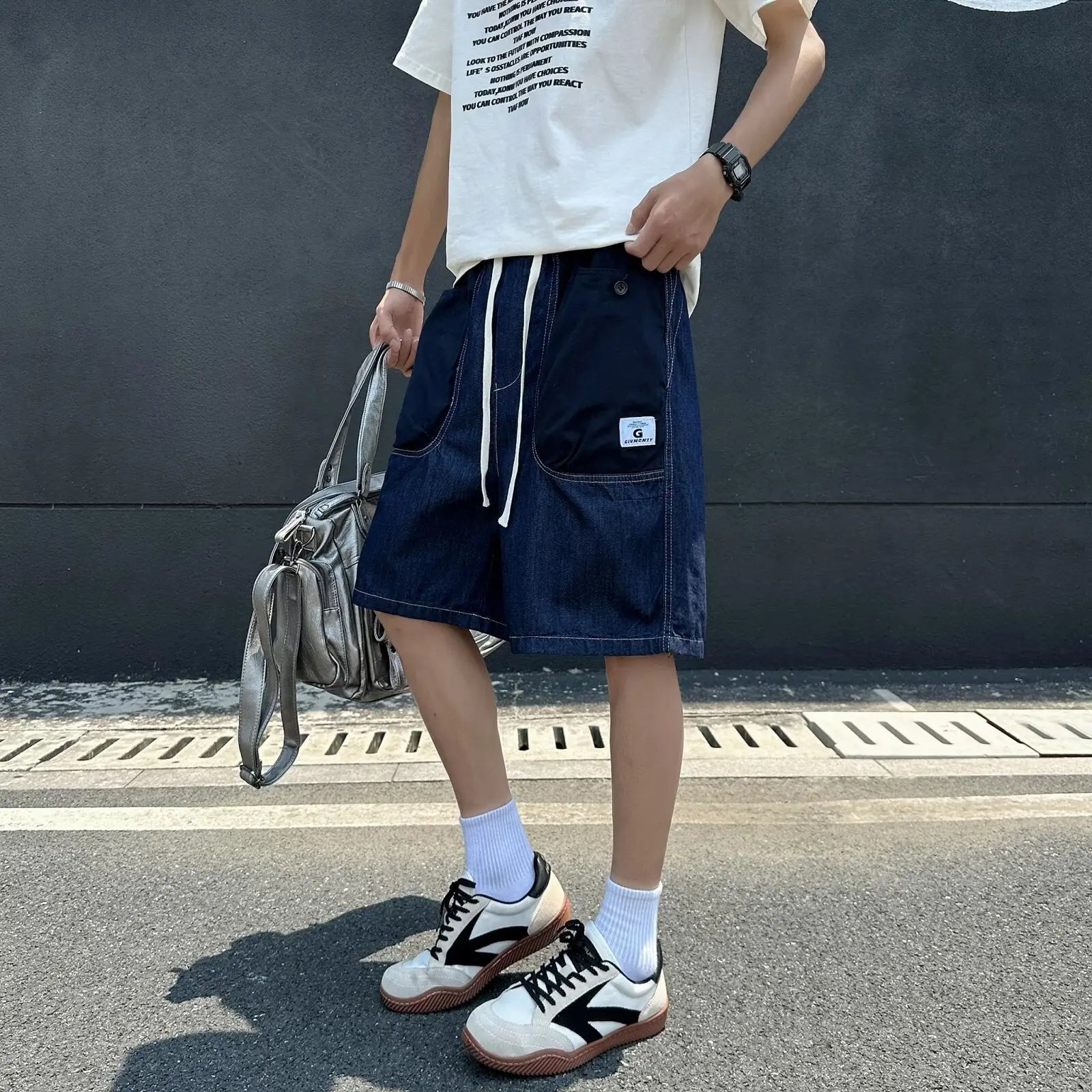 Retro large pocket workwear denim shorts for men Markonline