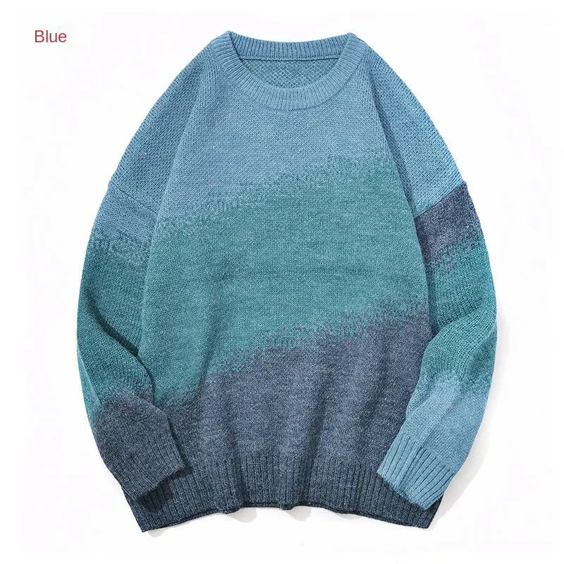 Gradient color loose knit sweater for men and women Markonline