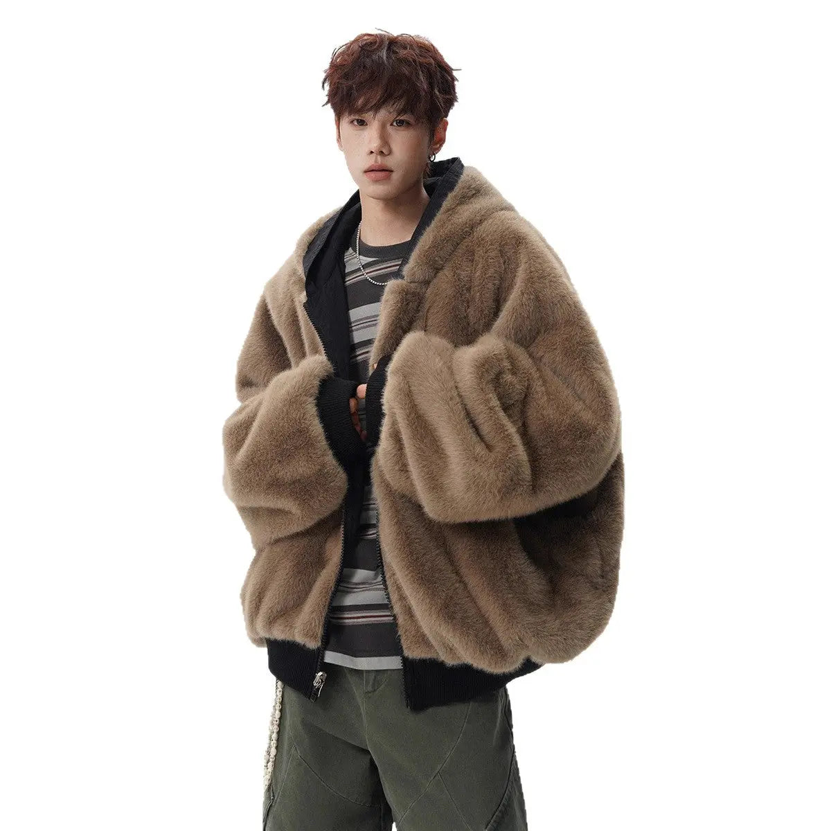 Mountain Hawk Fleece Lined Hooded Cotton Coat for Men, Winter New Fashion Brand Loose Retro Thick Warm Cotton Jacket Markonline