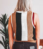 Khaki Stripe Color Block Sleeveless Knitted Sweater Vest Dear-Lover Dropshipping