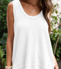 White Scoop Neck Waffle Knit Flowy Vest Dear-Lover Dropshipping