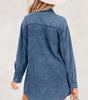 Blue Beau Chest Pocket Raw Hem Denim Loose Shirt Dress Markonline