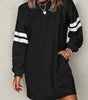 Black Varsity Contrast Banded Sleeve Shift Sweatshirt Dress Markonline