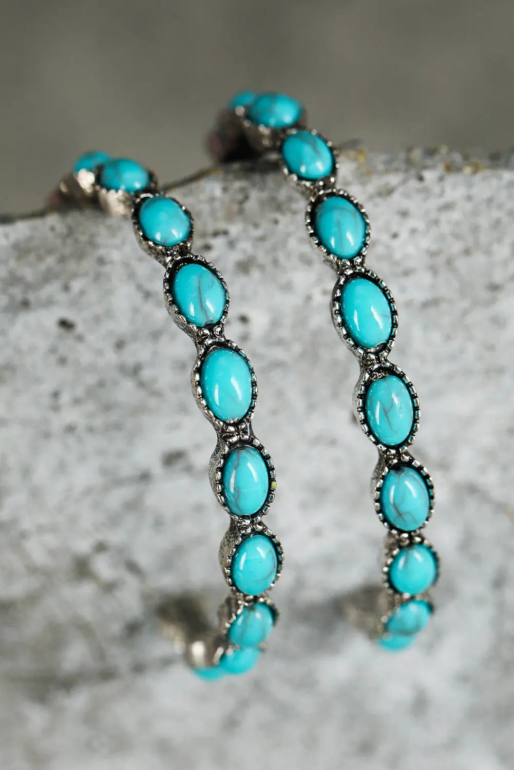 Sky Blue Gem Inlay Retro C-shape Earrings Dear-Lover Dropshipping